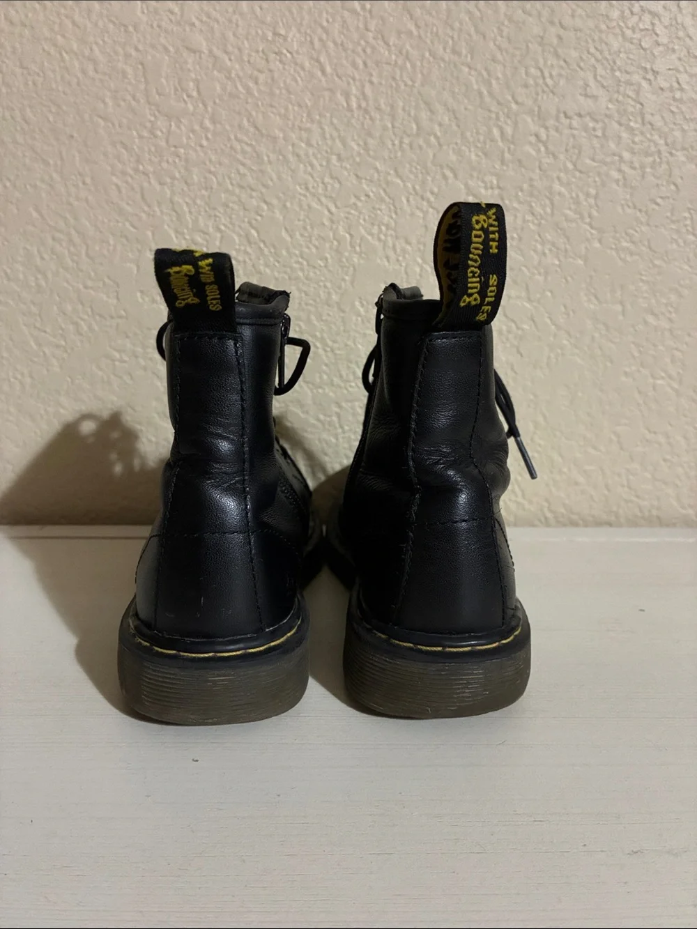 Dr. Martens Black Leather Lace-Up Ankle Boots with inner zippers size 2